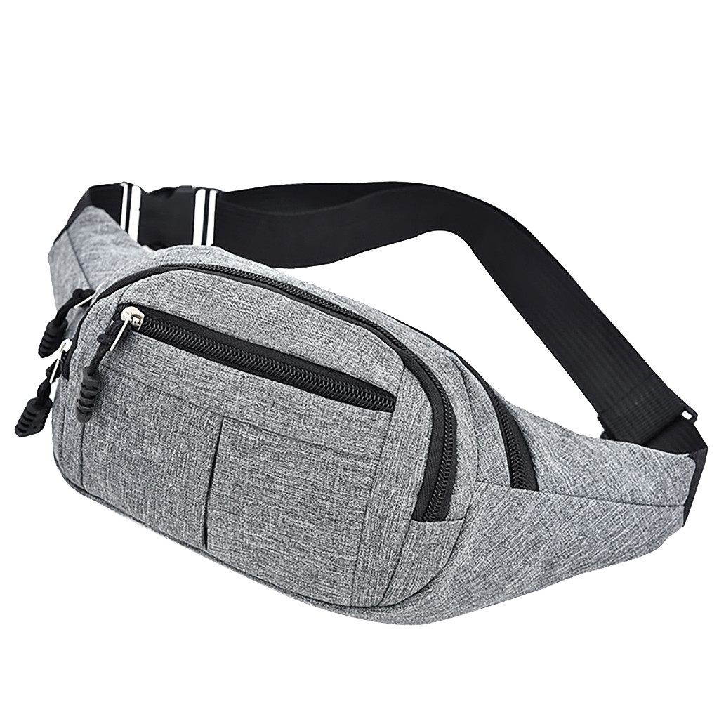 Chest Bag Waist Bag Men's And Women‘s Simple Leisure Oxford Sport Fitness Waist Packs Fanny Pack For Women: Gray