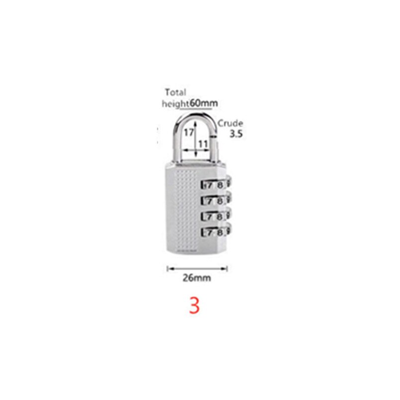 80*40*14mm Heavy Duty 4 Dial Digit Combination Lock Weatherproof Security Padlock Outdoor Gym Safely Code Lock Black Four Models: Silver 3
