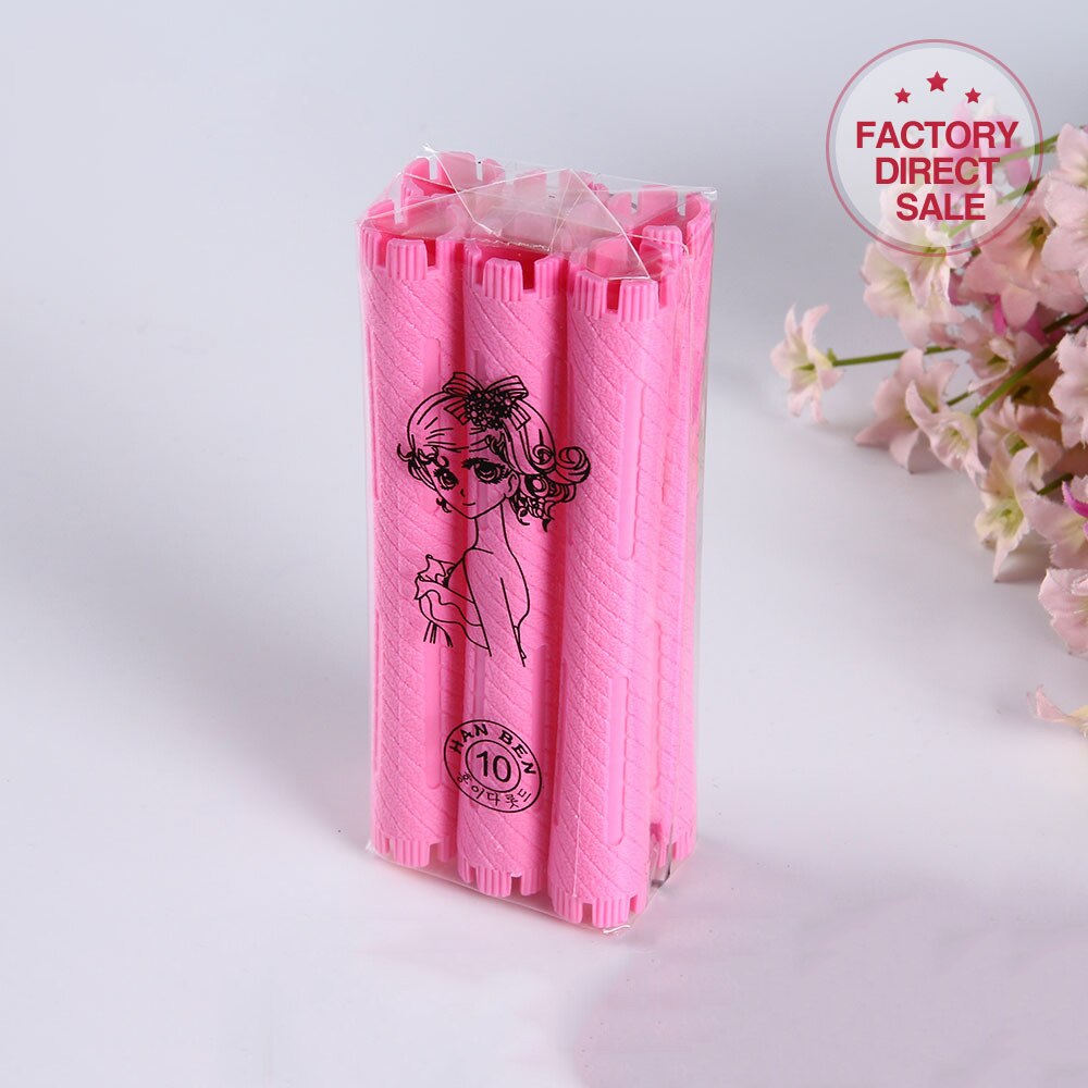 Rulos rizadores de pelo largo, varillas de permanente fría, barra ondulada, herramientas de peinado para peluquería, herramienta de bricolaje para el hogar, oferta UN720, 6 unids/lote por paquete: Rosa