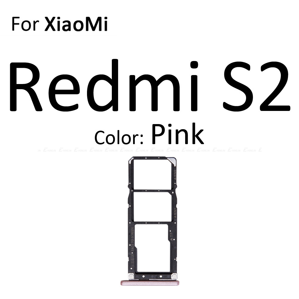 Carte Sim prise fente plateau lecteur support connecteur Micro SD adaptateur conteneur pour XiaoMi Redmi S2 7A 6A pièces de rechange: For Redmi S2 Pink