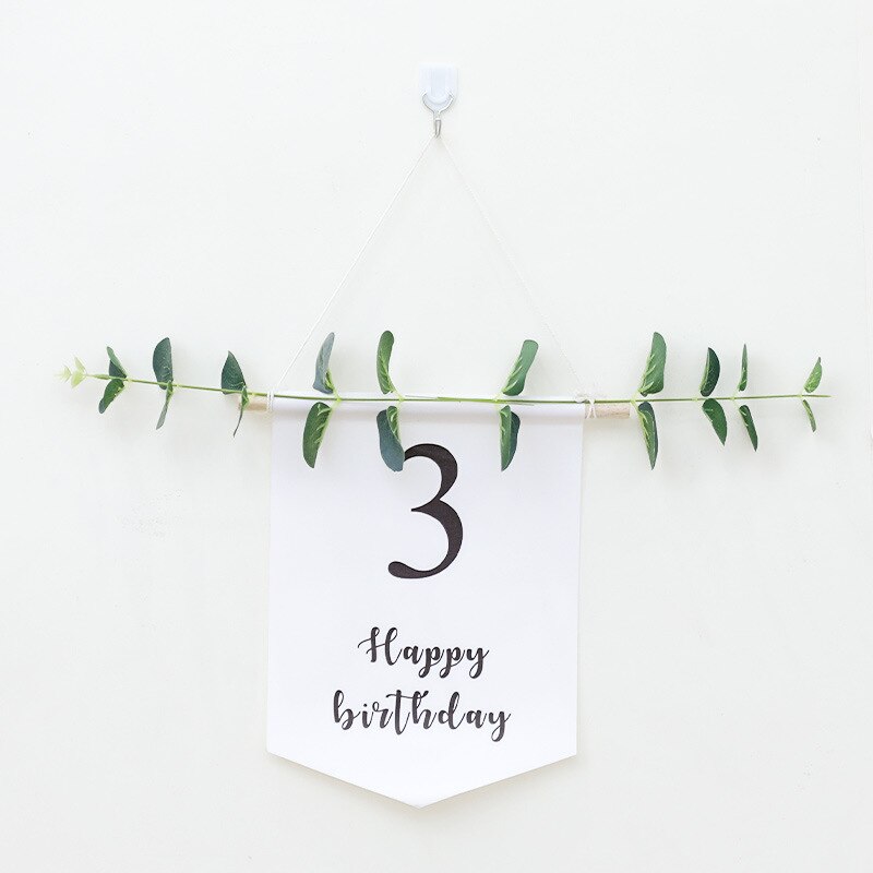 Banderole blanche pour anniversaire de 1 à 9 ans, guirlande de banderole, décoration pour premier anniversaire, fête prénatale, cent jours: 3th Banner