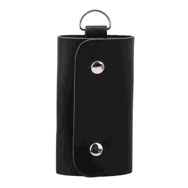 Pochette à clés en cuir PU pour hommes et femmes, organiseur de porte-clés clés, portefeuille à la , solide, porte-clé de voiture, porte-clé de ménagère: Black