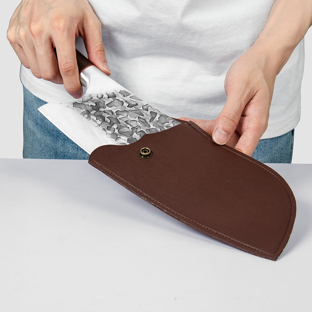 Sowoll Butcher Knife Sheath Leather Case Portable Knife Scabbard Belt Loop Case Knife Cover For Wide Blade Stainless Steel Knife