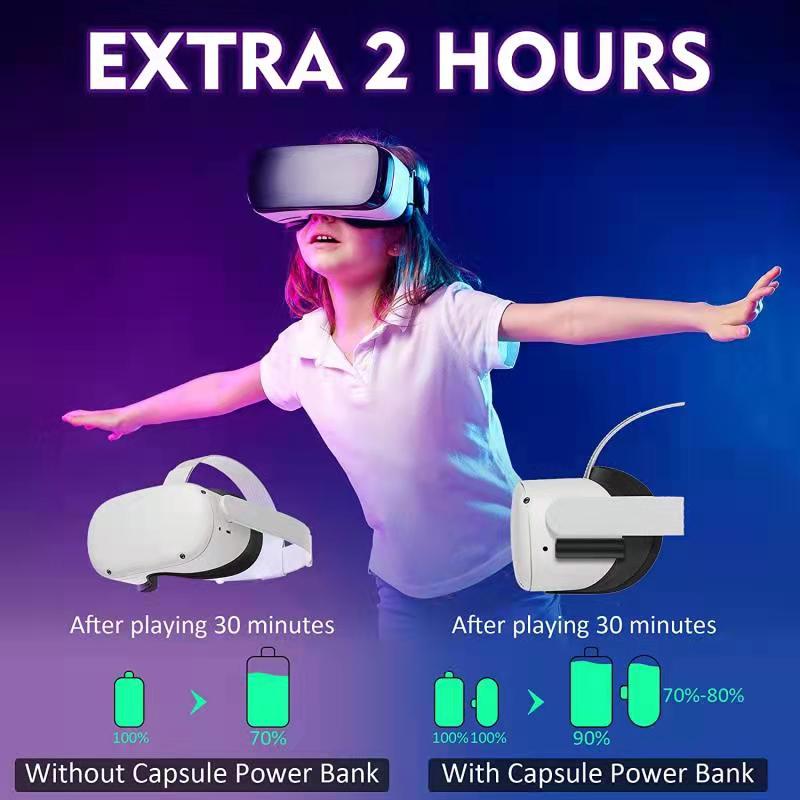 Capsule Power Bank for Oculus Quest 2 VR Headset 3000mAh Battery Pack Compatible with Elite Strap for Meta Quest 2 Accessories