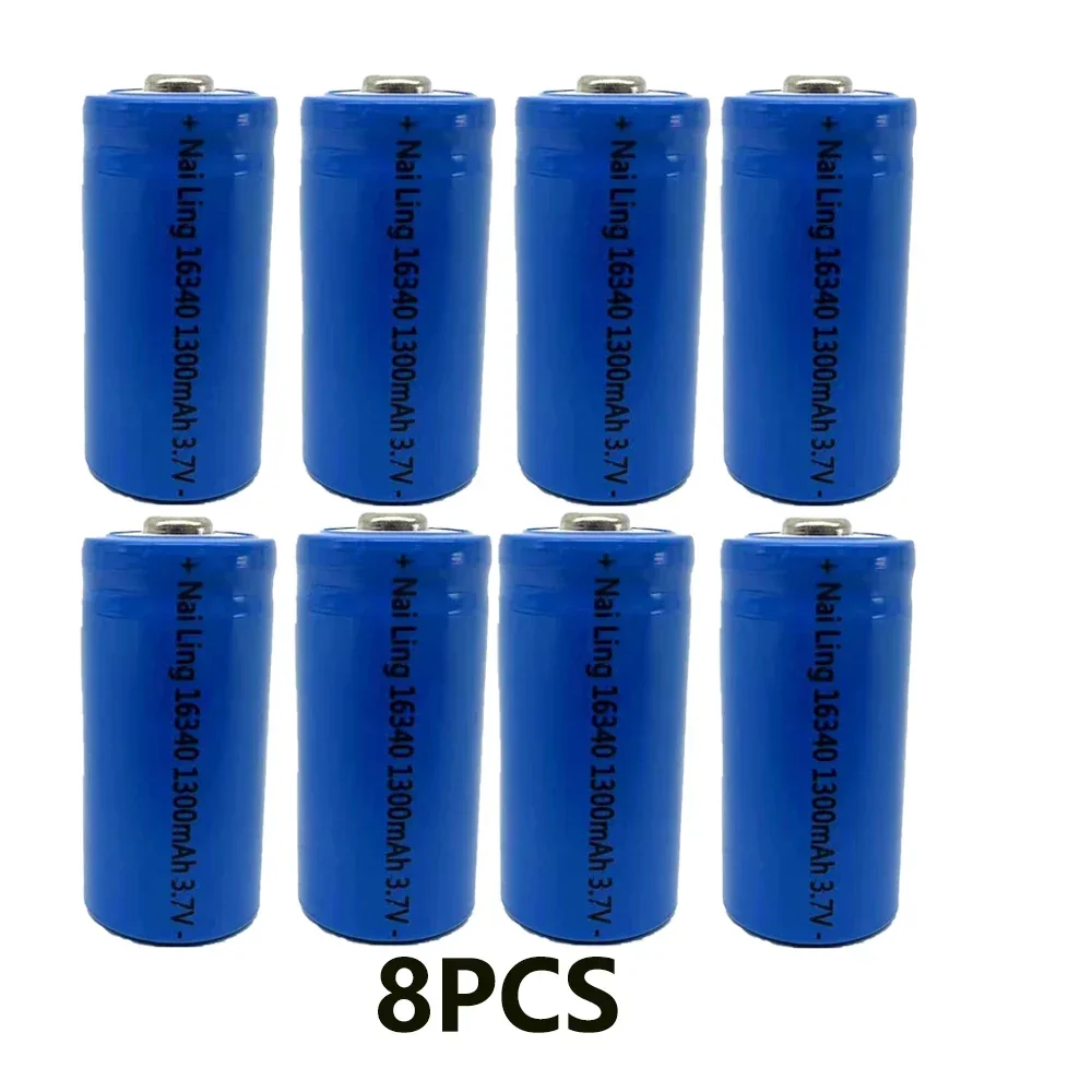 1300 mAh wiederaufladbare 3,7 V Li-Ion 16340 Batterien CR123A Batterie für LED-Taschenlampe Reise-Ladegerät 16340 CR123A Batterie: Grau