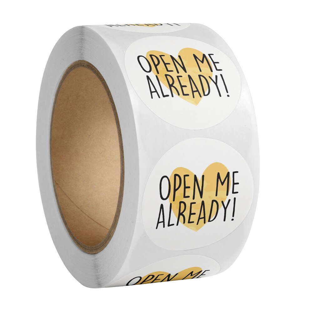 500Pcs/Roll Open Me Already Stickers Round Labels Thanks Your Order Package Decoration Envelope Sealing Stationery Sticker: 500pcs-1inch