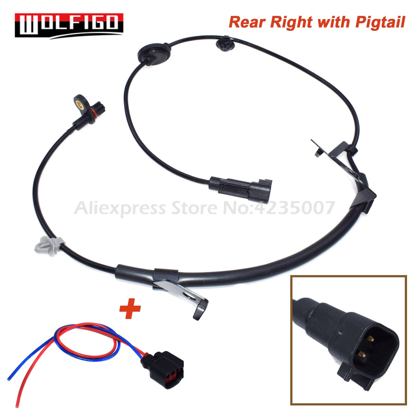 Wolfigo Voor Achter Links Rechts Abs Speed Sensor W/Of W/O Pigtail Voor Mitsubishi Lancer Asx ALS1784,ALS1785,AS1818,ALS2372: Rear Right Pigtail