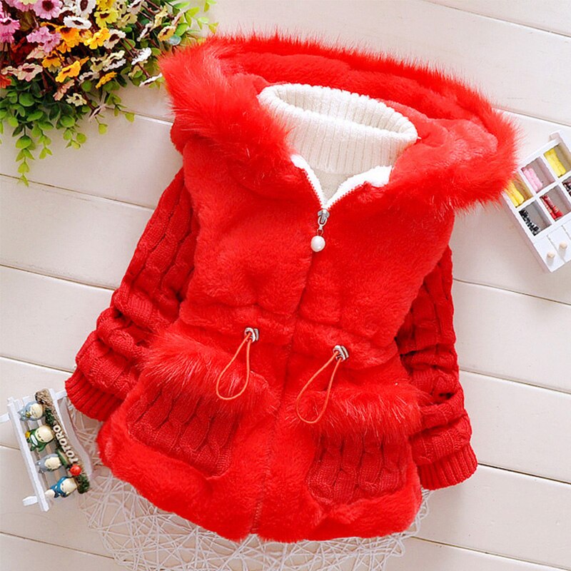 Bebê meninas outono inverno quente grosso algodão jaqueta crianças roupas crianças natal outwear casacos com capuz 2 3 4 5 anos: Vermelho / 3T