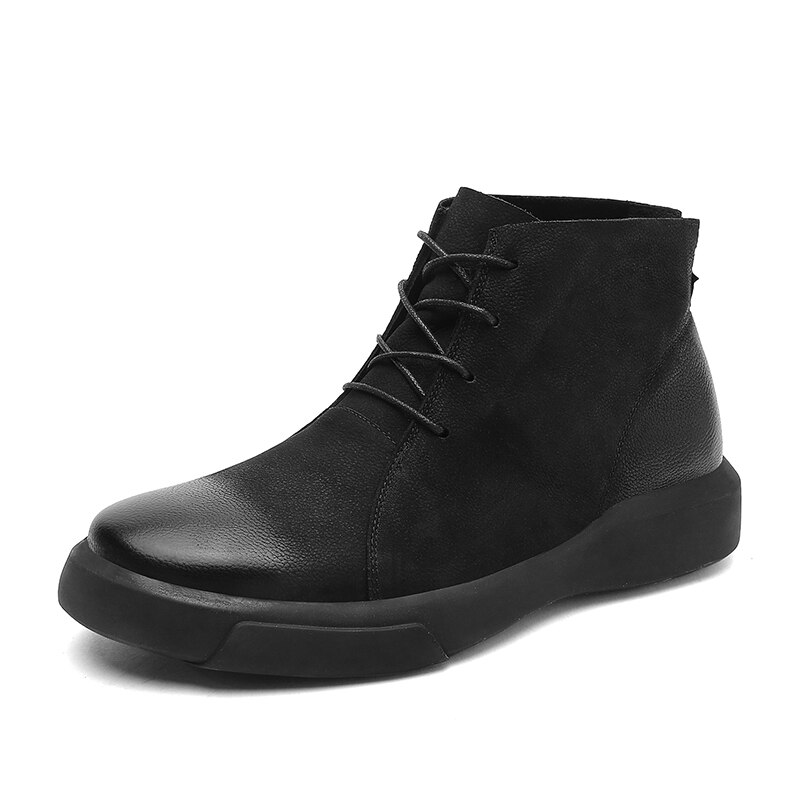 Motorlaarzen heren martin boots enkel leren laarzen heren zwarte straatschoenen botas motocross hombre: Zwart / 10