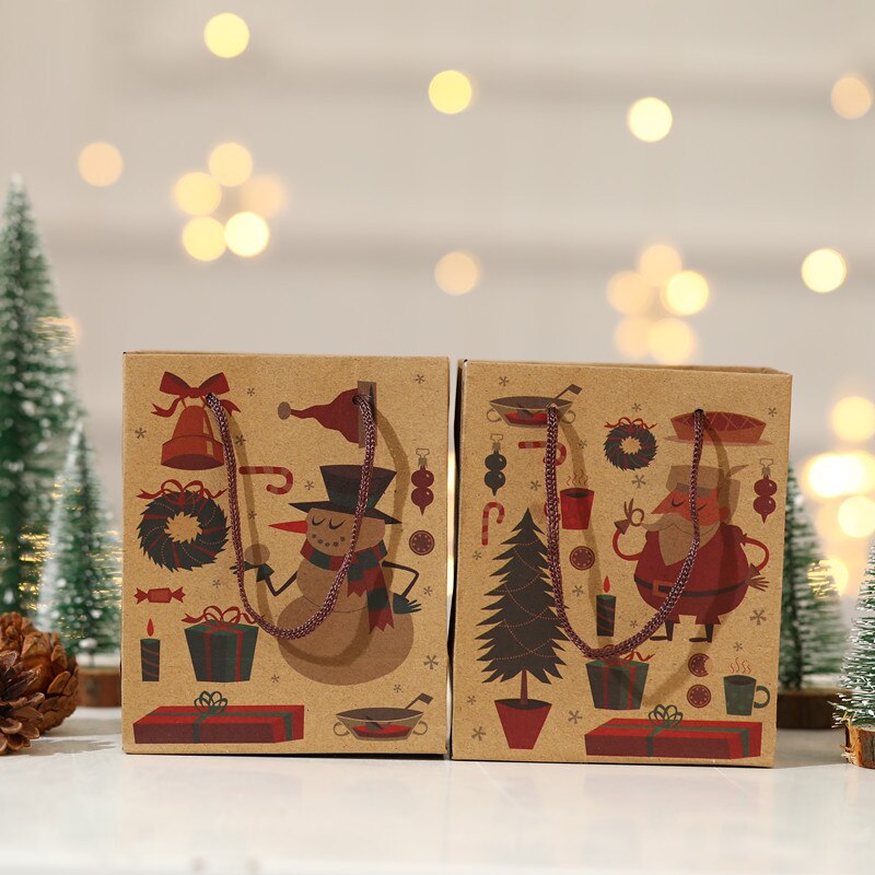 13.5*11*6.3Cm Christmas Bag Kleine Kerstman Draagtas Bag Prachtige Kraftpapier Kinderen Bag Voor Kerst Cadeau