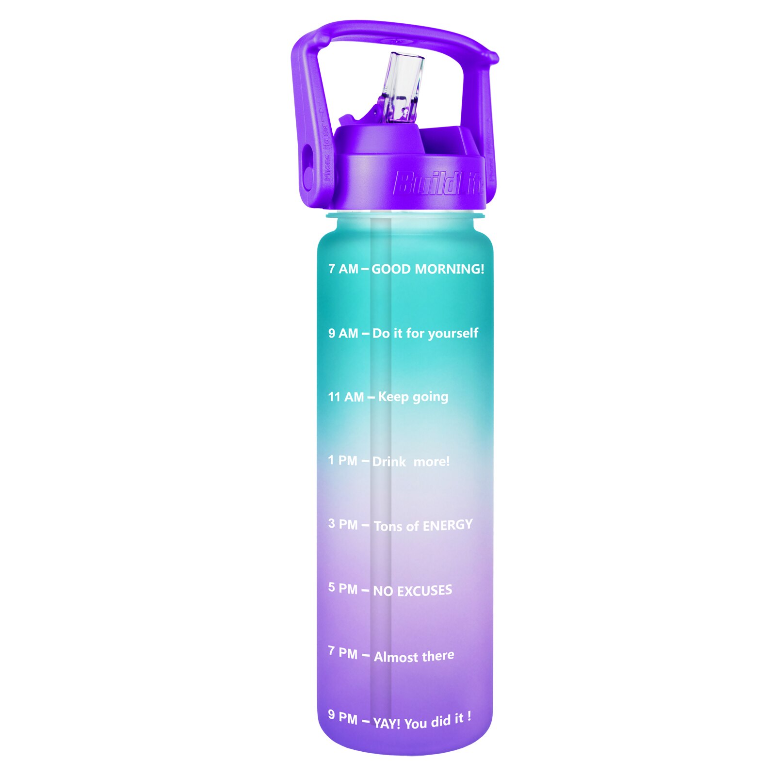 Quifit 1L 32oz Water Bottle With Straw Tritan BPA Free Sports Outdoor Camping Cup 32OZ Drinking Wide Mouth Leakproof: Green-B-Purple