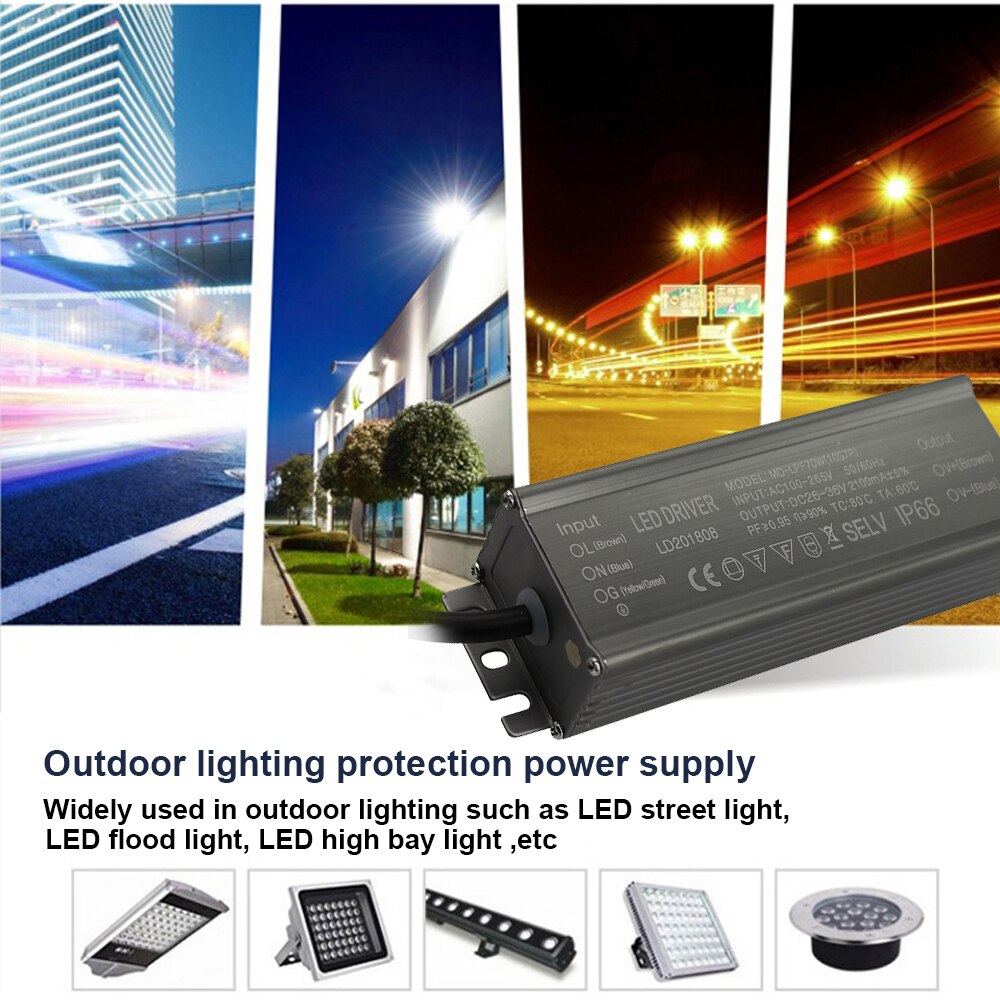 Aluminium IP66 70W Led Driver 2100mA Ac 100-265V Voeding Verlichting Transformator Drivers Ballast Voor Spotlights/Straat Lampen