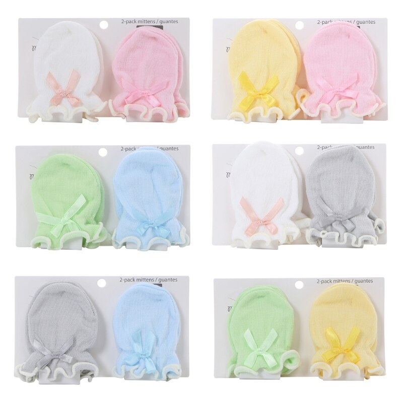 2 Paare Baby Anti Kratzen Weiche Handschuhe Neugeborenen Schutz Gesicht kratzen Fäustlinge