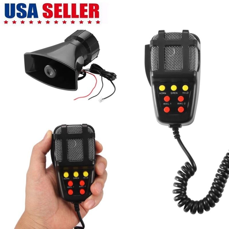 1pcs 12V 100W Tone Sound Car Emergency Siren Black Car Siren Horn Mic System Emergency Amplifier Hooter PA Speaker