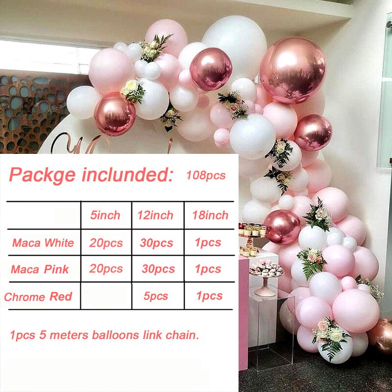 Pink White Black Gold Balloon Arch Kit Baby Birthday Party Decoration Bride Wedding Christening Baptism Globos Background: balloon arch 11