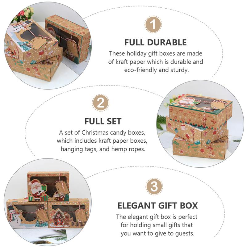 12 stk julekakebokser bærbare godteri bakeetui fest favoriserte holdere