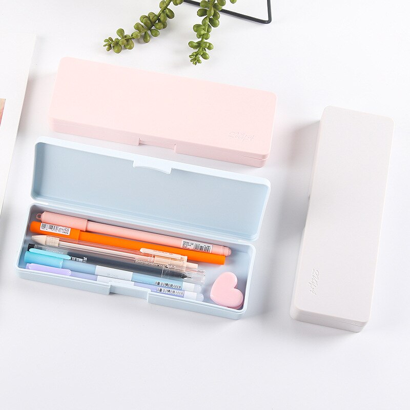 Small fresh Macaron Color Frosted Pencil Box Kawaii high-capacity Pencil box cute desktop Storage Box School supplies