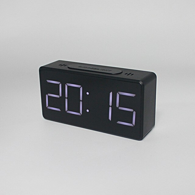 USB Battery ABS Alarm Clock Real Time Temperature Home Supplies Bedside Display: Black