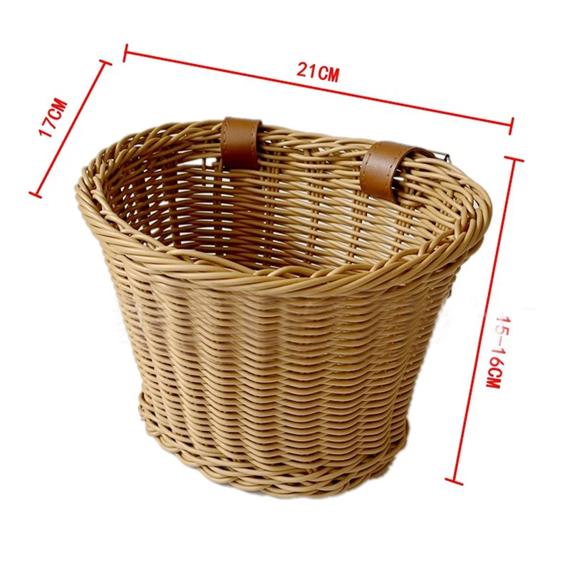 Cestino portaoggetti fatto a mano durevole e impermeabile Borsa per bagagli staccabile Cestino anteriore per passeggino per borsa in rattan intrecciato per scooter da bici per bambini
