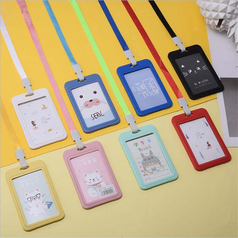 Kawaii Carino Cassa del Supporto di Carta di IDENTIFICAZIONE di Affari Del Fumetto autobus Della Copertura Della Carta di Credito Bancario in PVC Trasparente per il Capretto Studente Delle Donne Distintivo sacchetto del Regalo del sacchetto