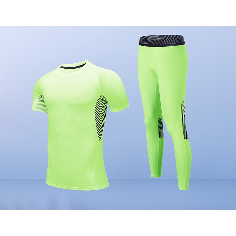 Pantalones de manga corta para hombre, ropa con parte inferior de juego de pelota, conjunto de dos piezas para hacer ejercicio: Fluorescent green / M