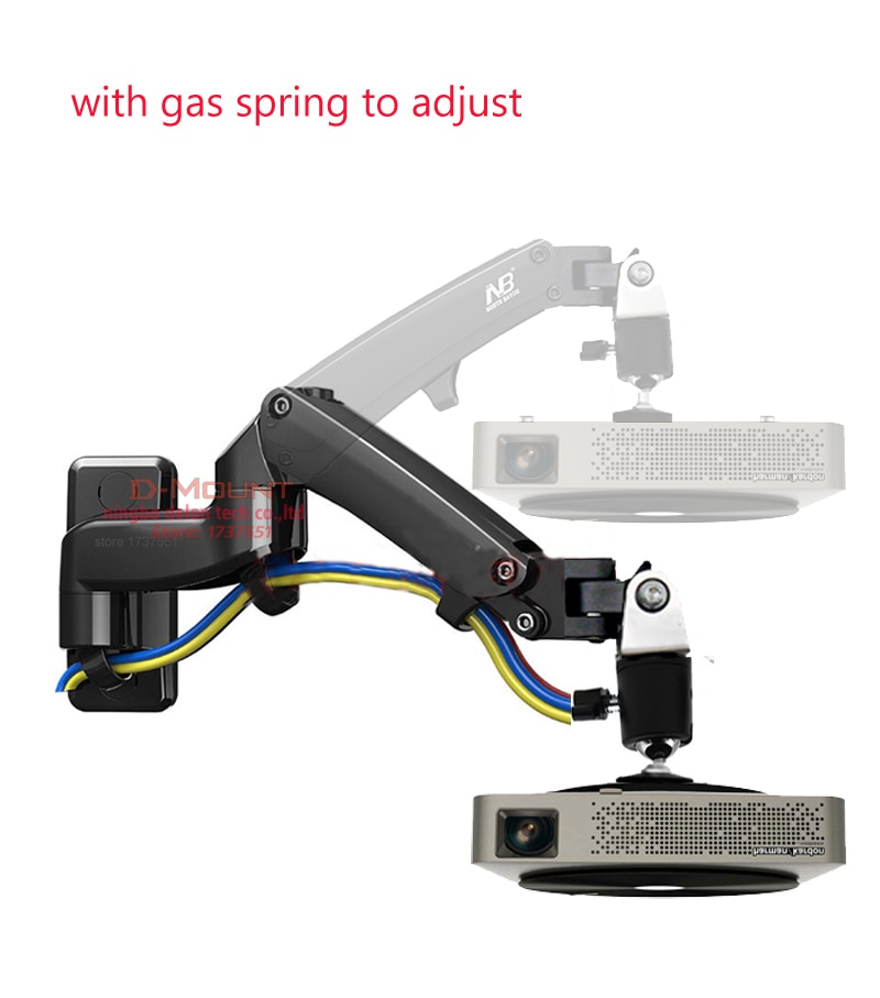 NB-F150PR 2-7kg dual Gas spring arm projector wall mounted bracket full motion 360 rotate aluminum 1/4 inch screw