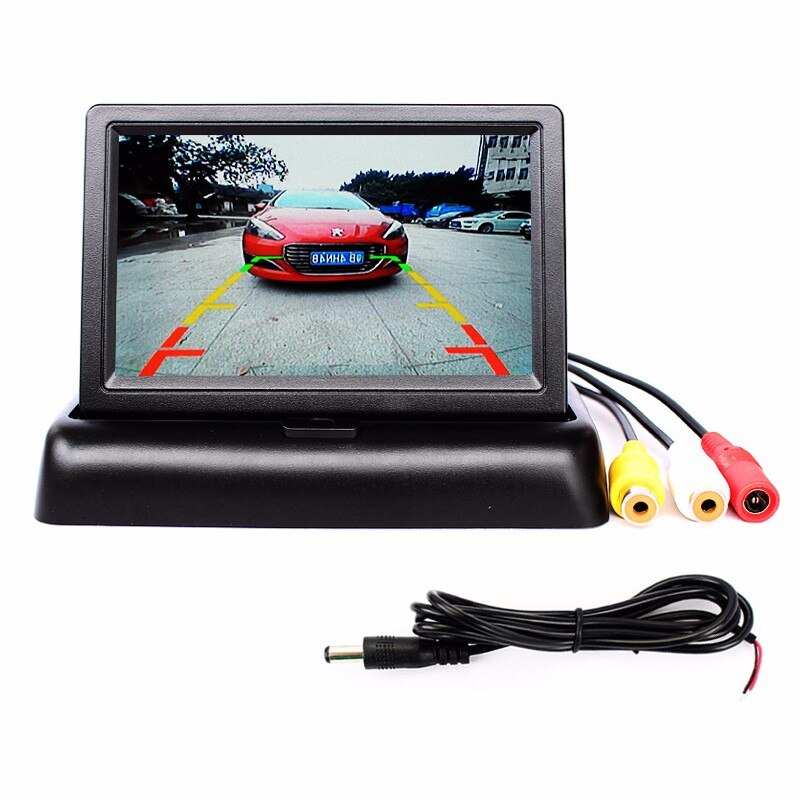 Auto LCD Monitor 5 inch Opvouwbaar Kleur LCD Monitor voor Auto Achteruitrijcamera Met 2 AV Output Parking System