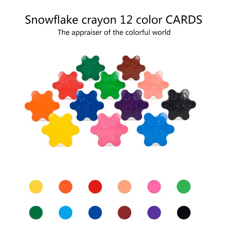 Cera no tóxica para niños, crayones con forma de copo de nieve, lavable, para pintar y dibujar, 12 colores, Q1JC
