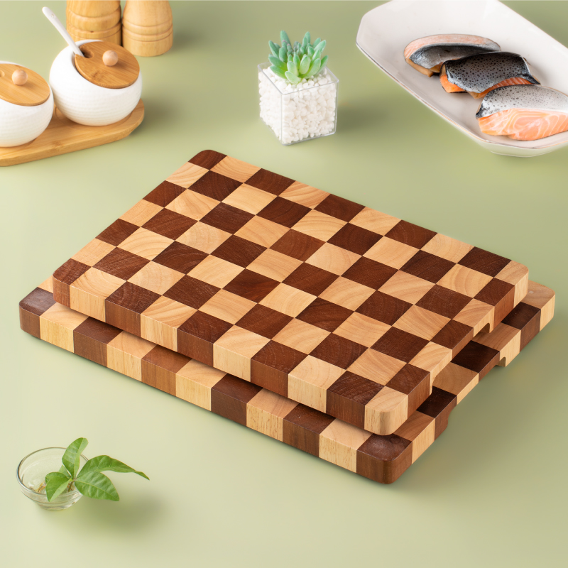 Wooden Checkerboard Pattern Cutting Board Large Charcuterie Board for Meat, Cheese, Bread, Vegetables, Fruits, Kitchen Gadget