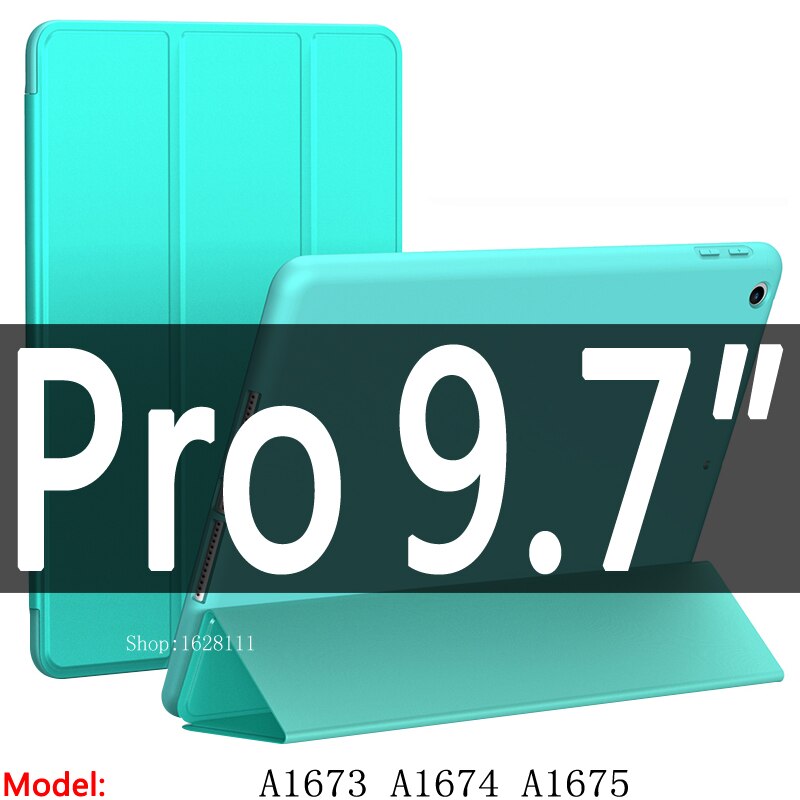 Enkelt for ipad pro 9.7 etui  / a1673 a1674 a1675,  mykt tpu skinn smart deksel for ipad 2/3/4 etui funda  a1460: Pro 9.7 mintgrønn
