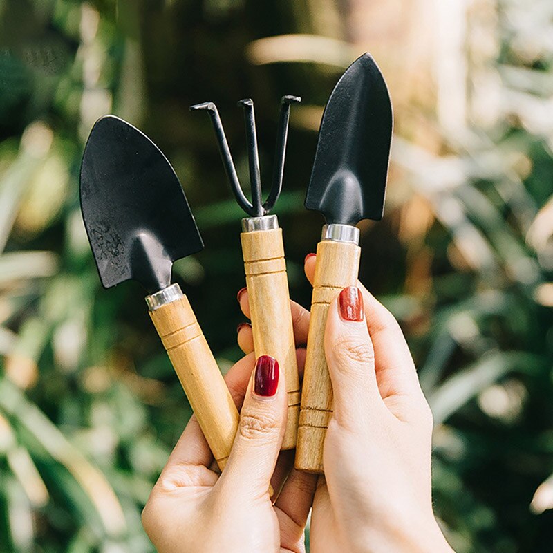 3 Pièces/ensemble Mini Pelles De Jardin Griffe Outil avec Poignées En Bois BRICOLAGE Outillage À Main de Jardin pour Des Zones Limitées Pots De Fleurs Directe N06