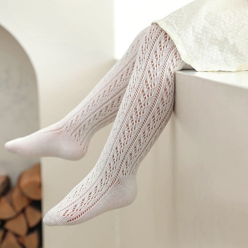 Summer Thin Baby Tights Hollow Mesh Breathable Baby Girls Tights Solid Color Infant Toddler Stockings Kids Pantyhose