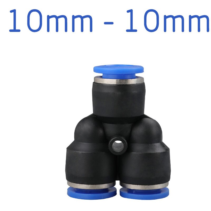 3- vägs port y form pneumatisk luft 12mm 8mm 10mm 6mm 4mm od slang rör tryck plaströrskopplingar: 10mm-10mm