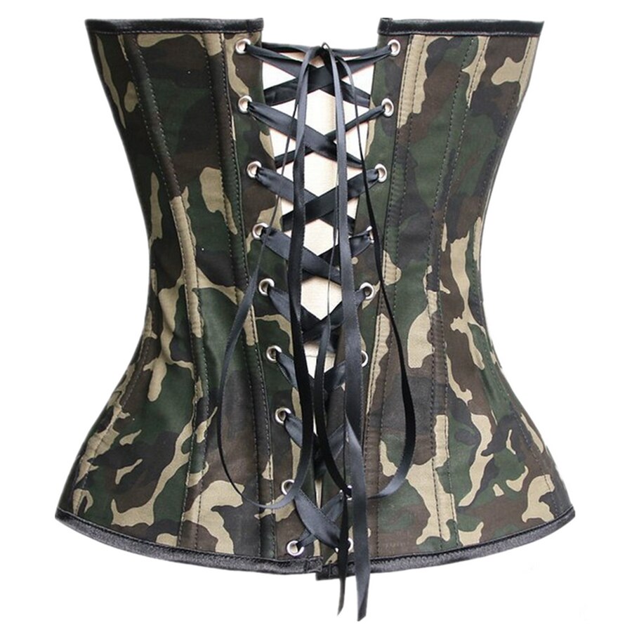 Camouflage Corset Sexy Body Shaping Shapewear Lace Up Bustier Top Waist Cincher Slimming Clothing Army Girl Tops Green Corset