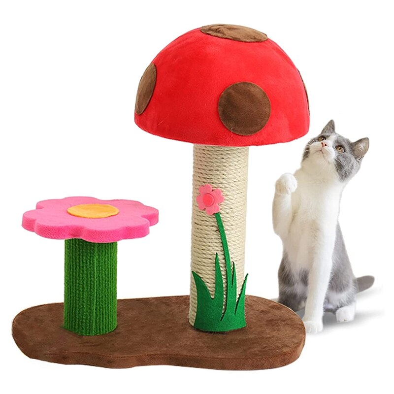 Cat Scratching Post, Mushroom Claw Scratcher Small Cat Tree House Training Interactive Toys For Indoor Kittens, Cats