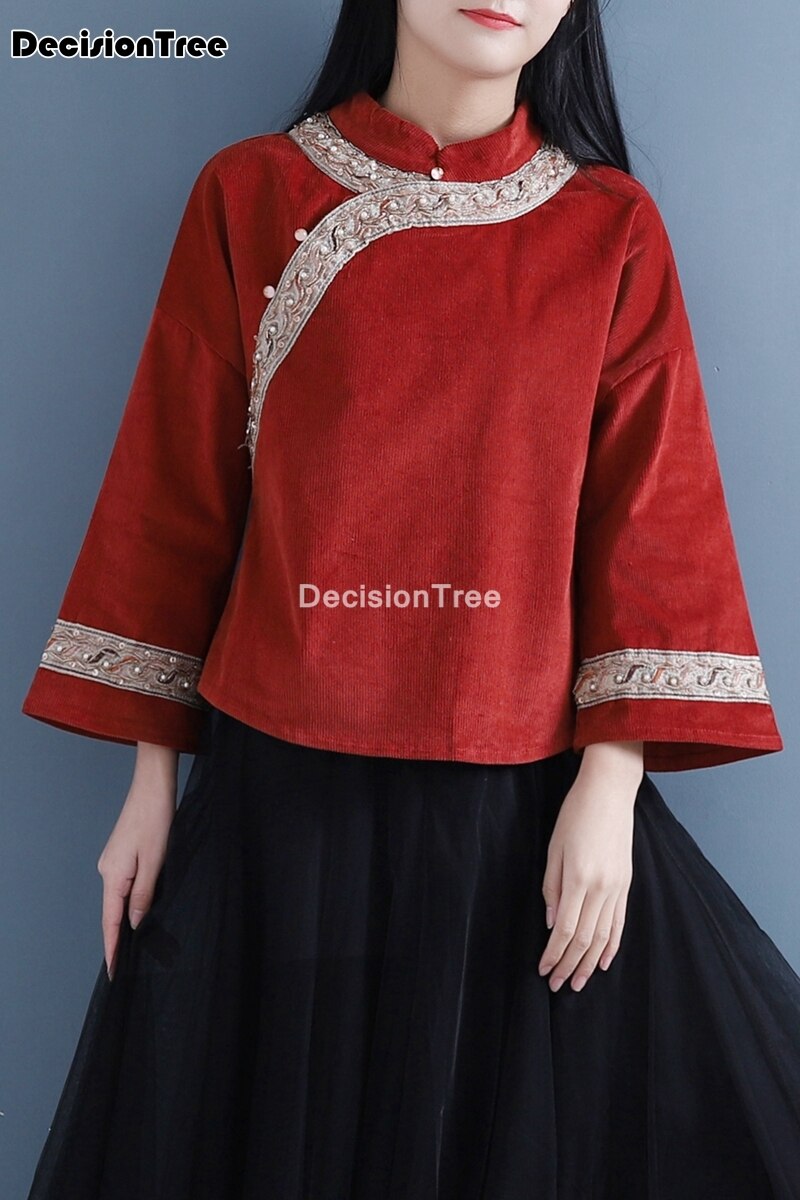 hanfu chino tradicional superior chino antiguo camisa estilo chino tradicional chino ropa de la impresión de la flor de las mujeres traje de tang