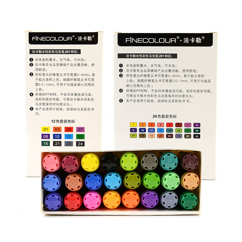 Finecolour-rotuladores artísticos de Color agua, juego de 12/24/36 piezas, de animación EF201