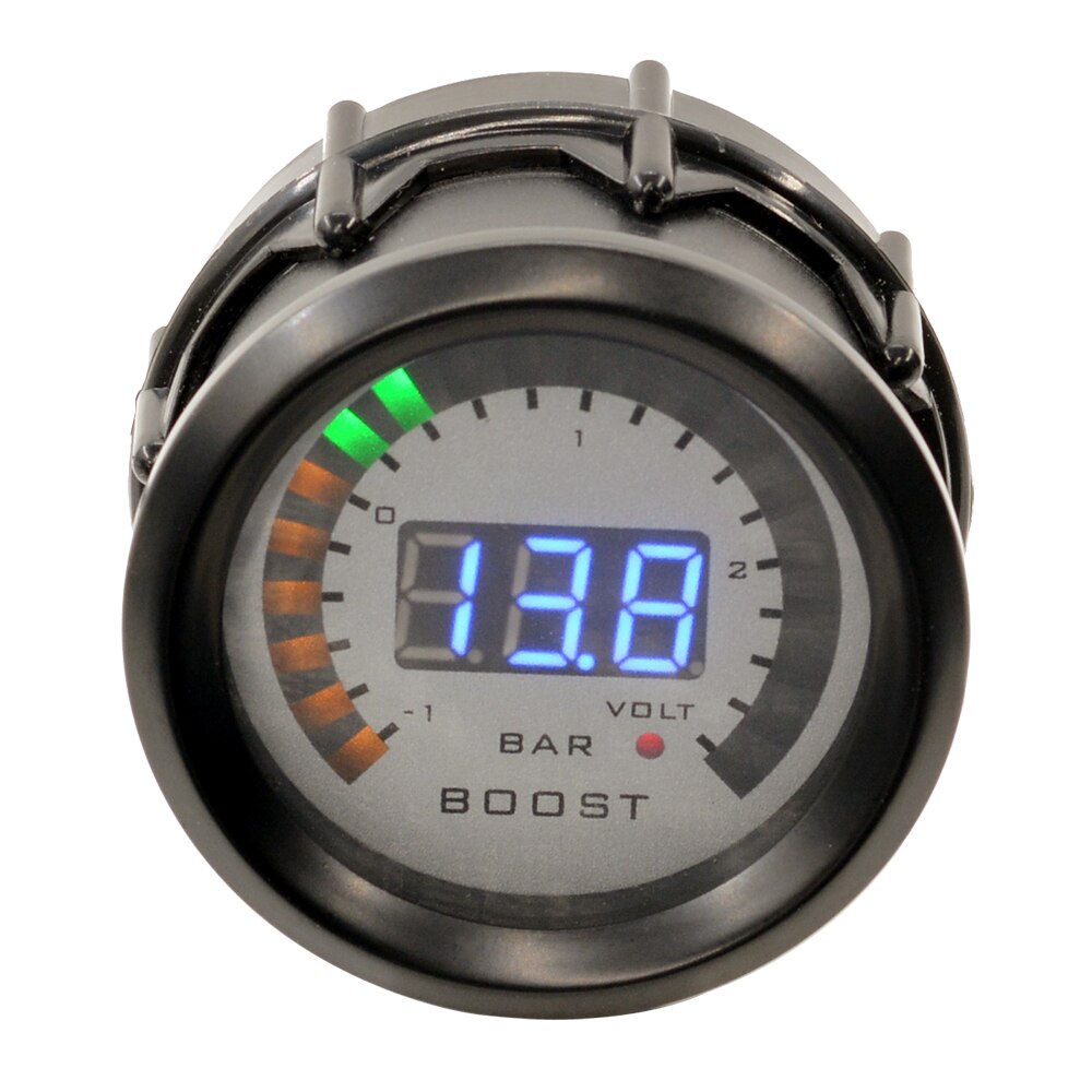 Round Earth 52mm Digital Dual Display Auto Car Turbine Turbo Boost Gauge -1~ 3.0 Bar And Voltage Meter