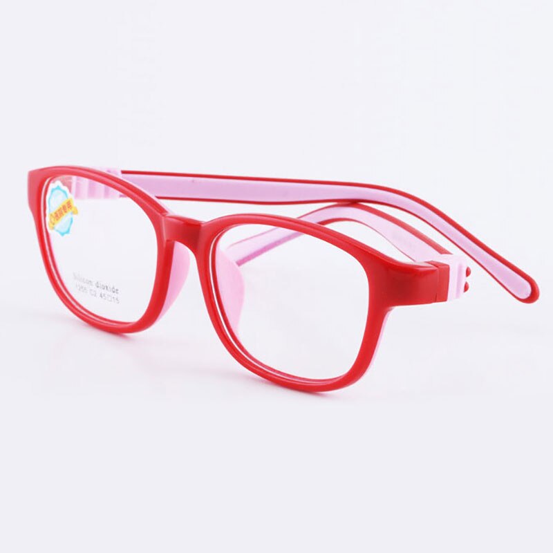 1255 Child Glasses Frame for Boys and Girls Kids Eyeglasses Frame Flexible Eyewear for Protection and Vision Correction: Red