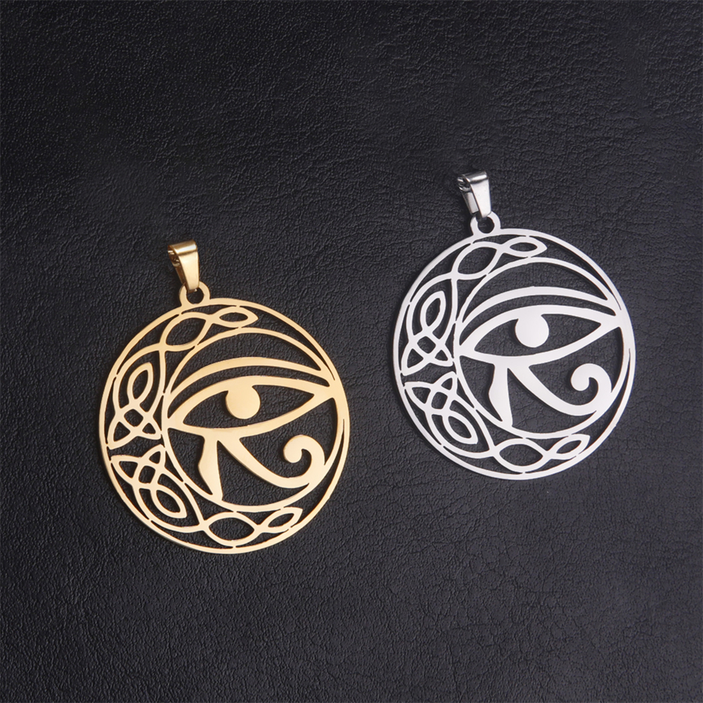 Colgantes de Ojo de Horus de acero inoxidable, amuleto Vintage para la fabricación de joyas, collar Diy, llaveros, accesorios, 5 unidades por lote