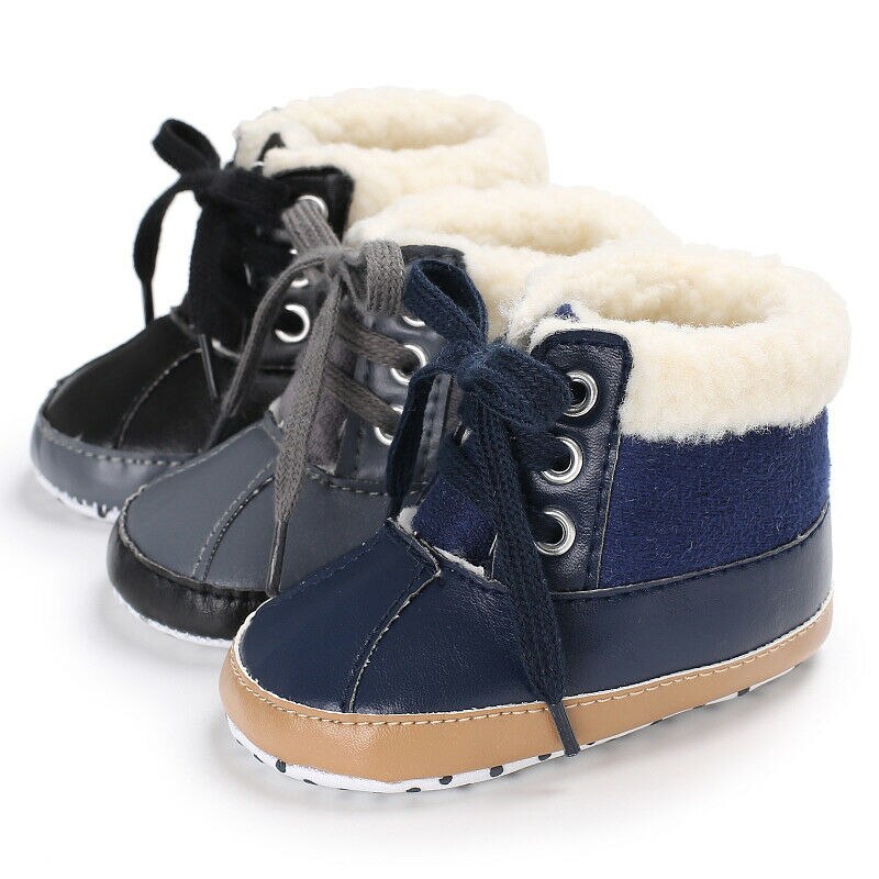 Infant Toddler Shoes Baby Boy Ankle Snow Boots Crib Shoes Anti-slip Sneakers 0-18M