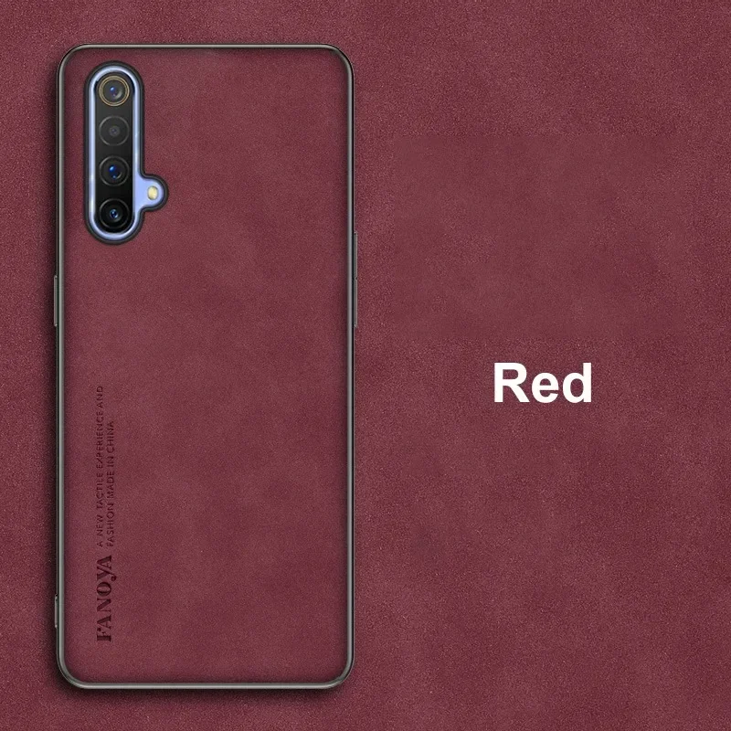 Luxe Pu Lederen Hoesje Voor Realme X3 Superzoom Back Cover Matte Bescherming Siliconen Telefoon Case Voor Realme X50 Pro Realmex3 Coque: aluminium / Rood