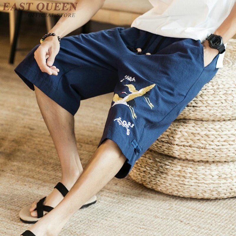 Summer short pants elastic waist loose casual short pants traditional chinese clothing for men short trousers male AA3815 Y A