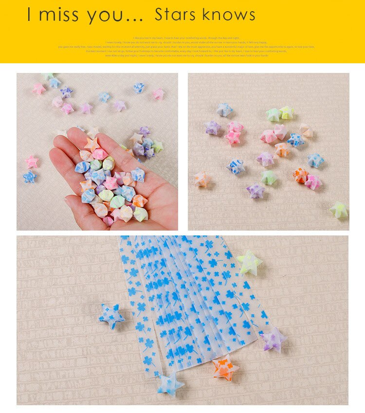 210pcs Luminous star origami paper Lucky star scrapbook paper Wishing stars paper wrapping material night glow