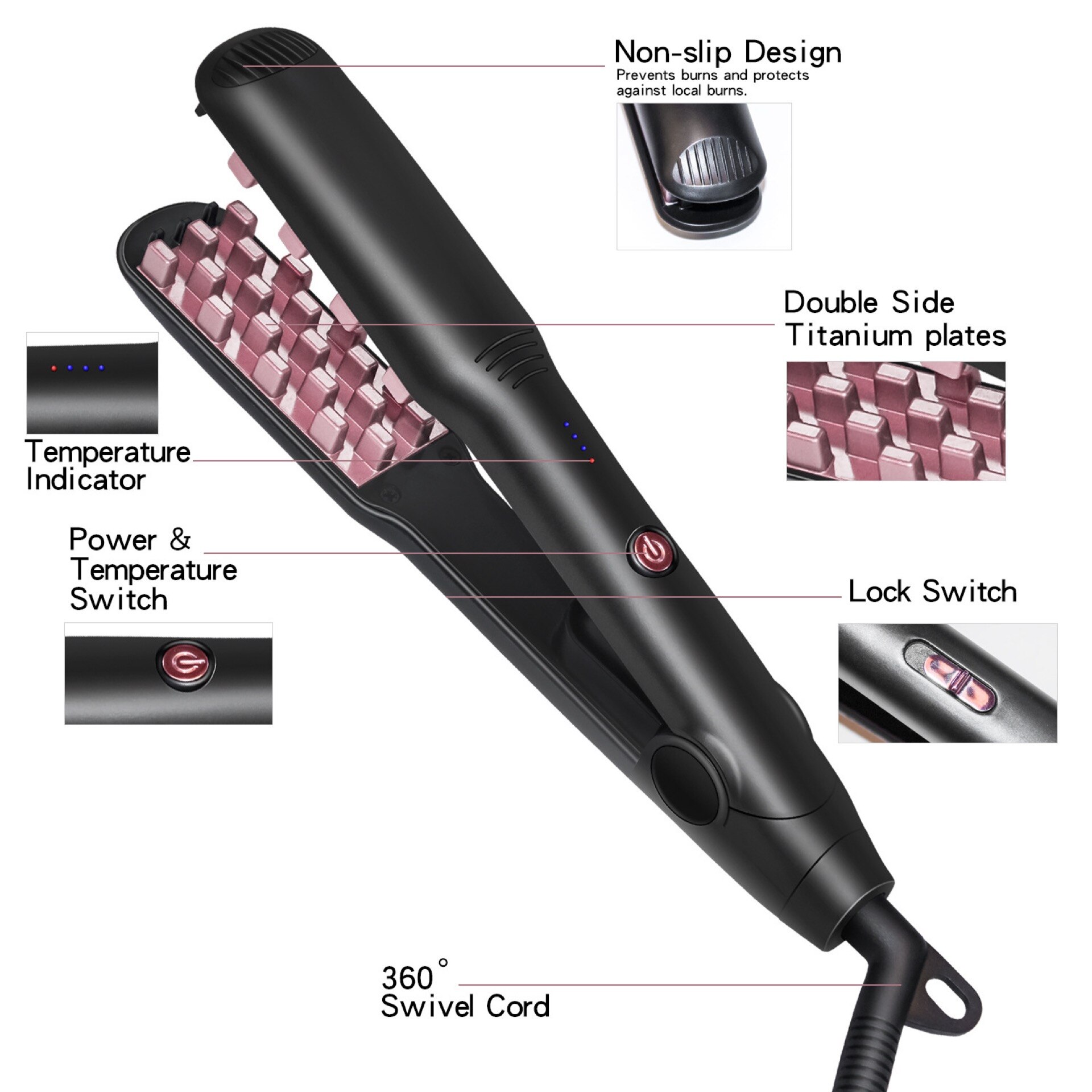 Hair Curler Electric Hair Fluffy Artifact Volumizing Hair Straightener Flat Iron Brush Crimper Corn Whisker Splint Heat Setting