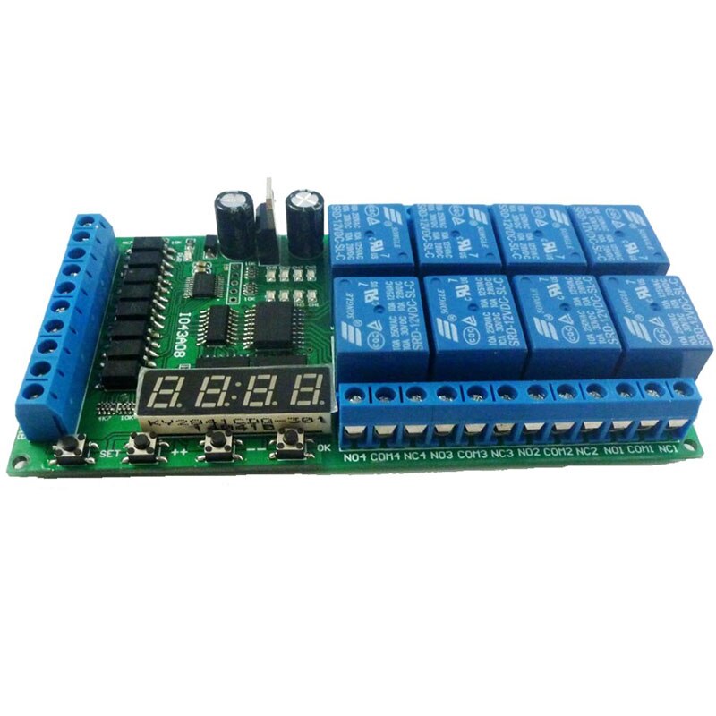 Dc12V 8 Channels Multifunction Timer Delay Relay Board Time Switch Timing Loop Interlock Self-Locking Momentary Bistable