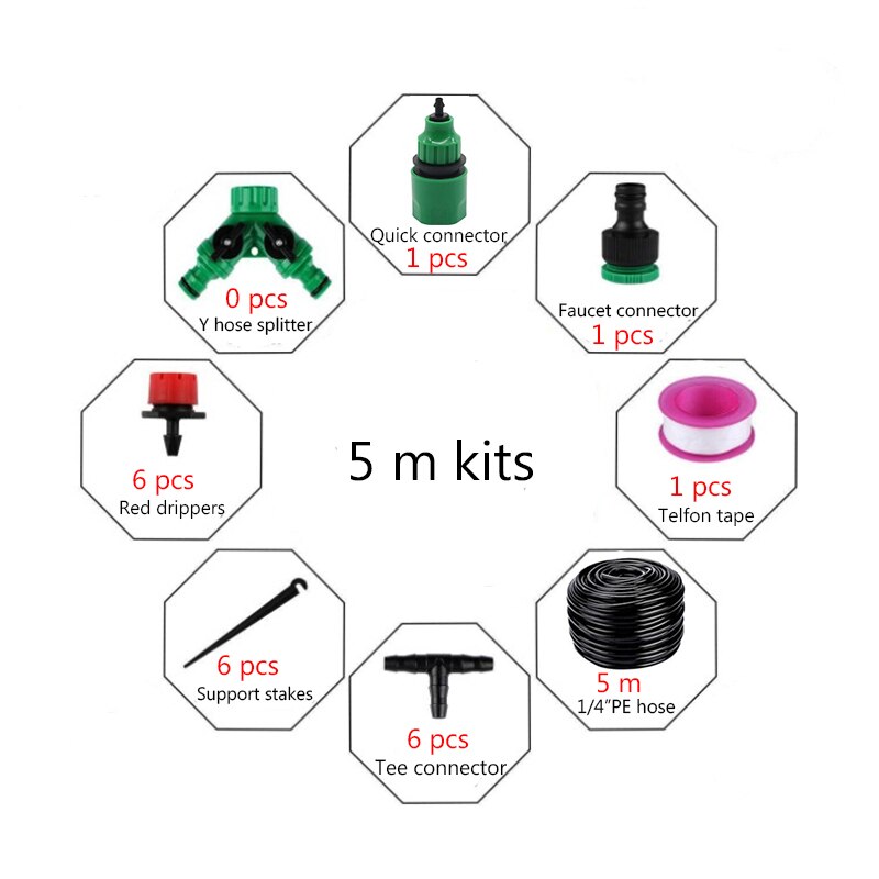 60m Self Auto Drip Irrigation Garden Watering System With 4/7 Sprinkler Hose And Irrigation Dripper,Plant Humidifier Misting Kit: 5 m kits