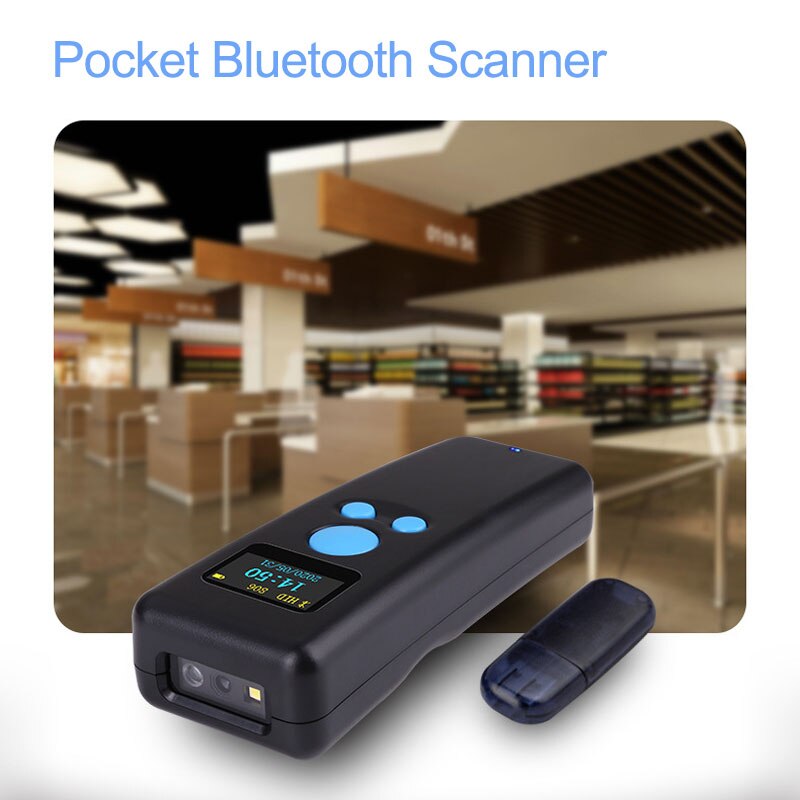 Holyhah M8D Mini Barcode Scanner Bluetooth Wireless Wired 1D 2D QR PDF417 Bar code Reader for iPad iPhone Android Tablets PC