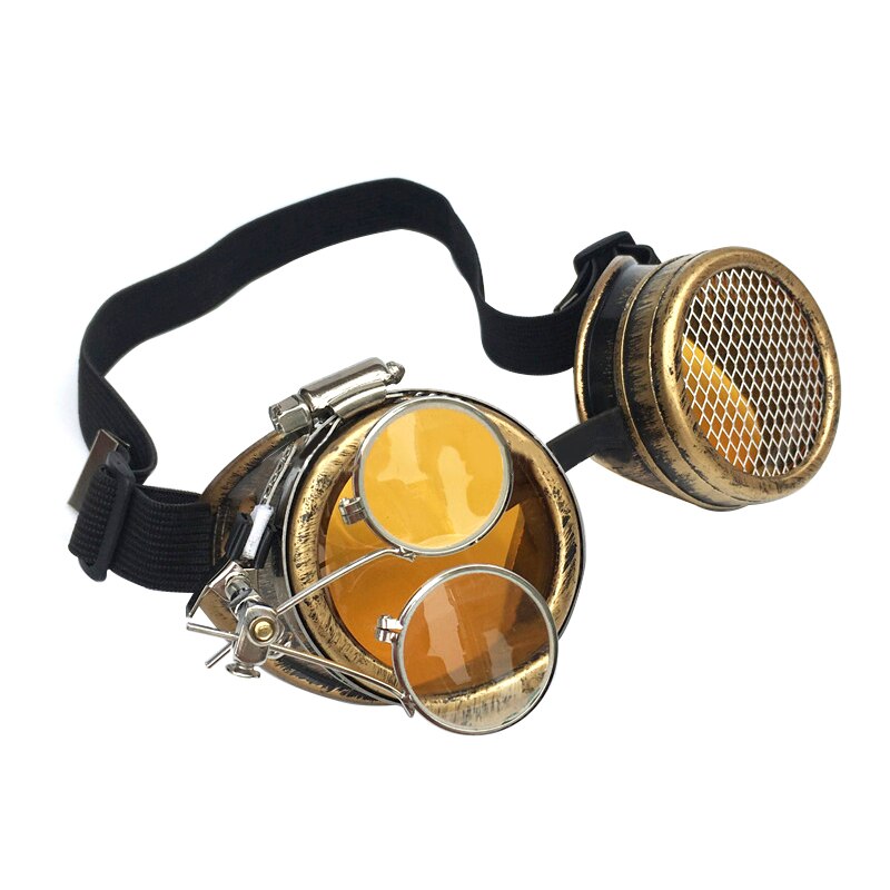 Cosplay Steampunk Goggles Industrial Magnifier Retro Gothic Eyeglasses Halloween Props Punk Glasses Red Blue Green Yellow Black: Gold