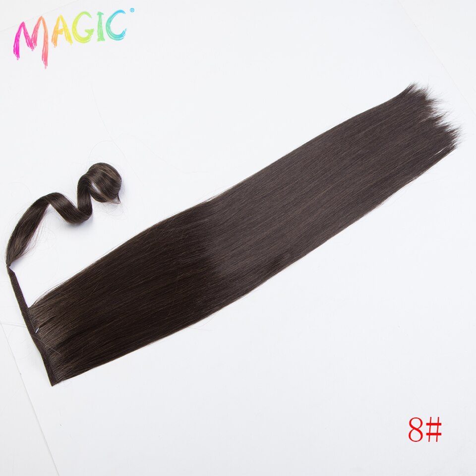 Magic Synthetische Lange Rechte Paardenstaart Haar 32 Inch Wrap Around Clip In Paardenstaart Haar Hittebestendige Staart Synthetische Extensions: 8